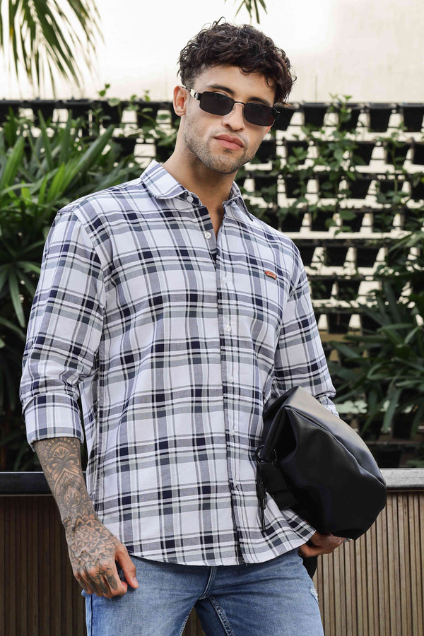 Mens Full arm Cotton smart Navy checks combo2 Shirt