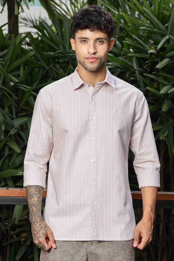 Mens Full Arm Cotton Classic  Stripe Shirt
