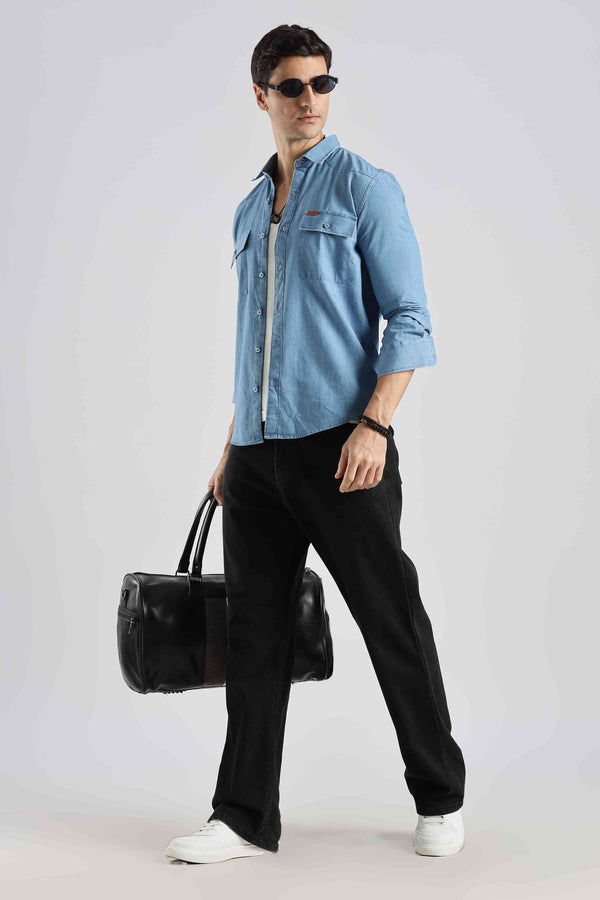 Mens Full Arm 100% Cotton Denim Light Shirt